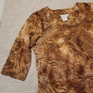 Vintage 90s Al A Carte Flocked Animal Print Top